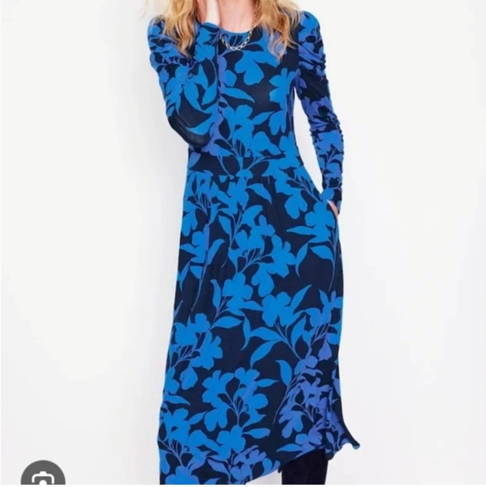 Boden Blue Floral Midi Dress